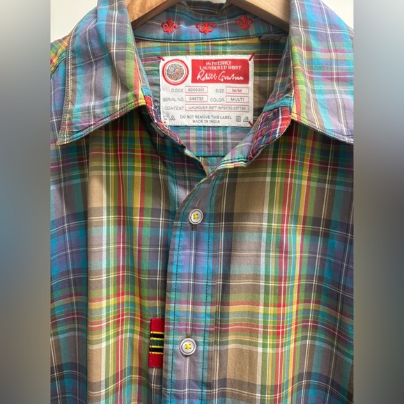 Robert Graham Mens Size M Freshly Laundered Shirt Plaid Button Front Multi Blue - Picture 4 of 9